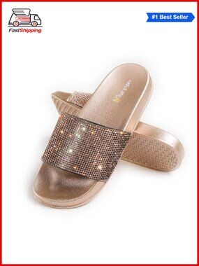 Rhinestone Glitter Platform Slides Cozy House Slippers